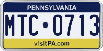 PA license plate MTC0713
