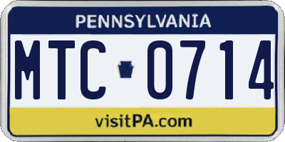 PA license plate MTC0714