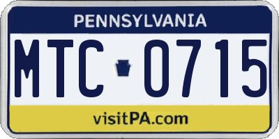 PA license plate MTC0715