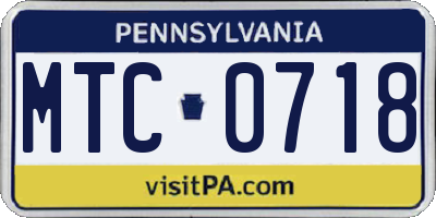 PA license plate MTC0718