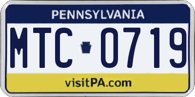 PA license plate MTC0719