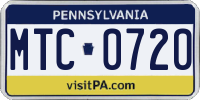 PA license plate MTC0720