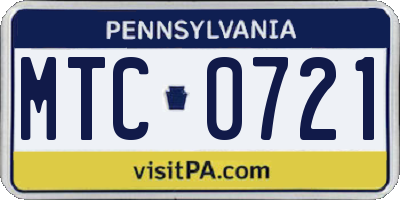 PA license plate MTC0721