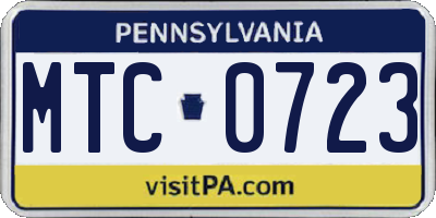 PA license plate MTC0723