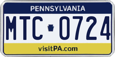 PA license plate MTC0724