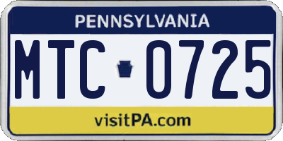 PA license plate MTC0725