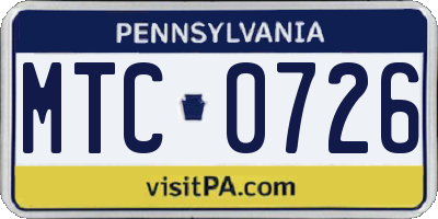 PA license plate MTC0726