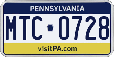 PA license plate MTC0728