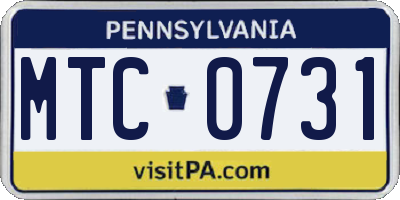 PA license plate MTC0731