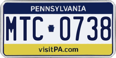 PA license plate MTC0738