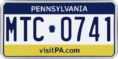 PA license plate MTC0741