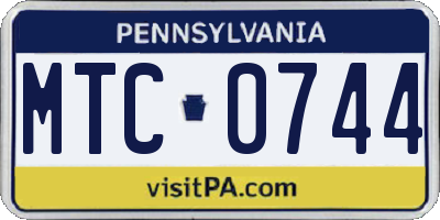 PA license plate MTC0744