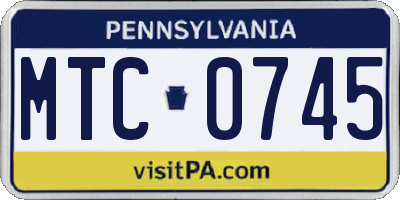 PA license plate MTC0745