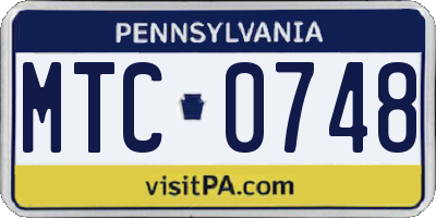 PA license plate MTC0748