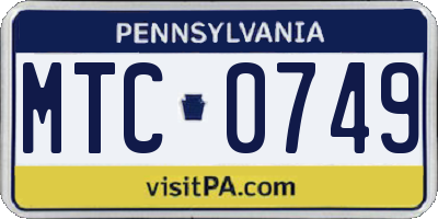 PA license plate MTC0749