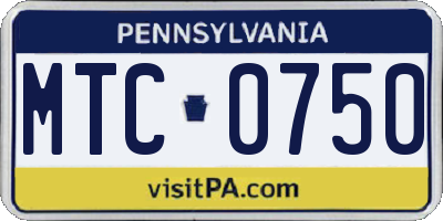 PA license plate MTC0750