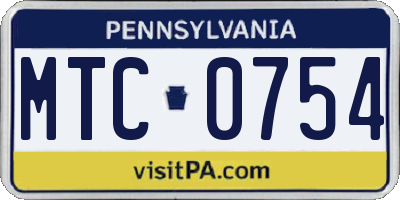 PA license plate MTC0754