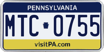 PA license plate MTC0755
