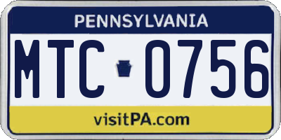 PA license plate MTC0756