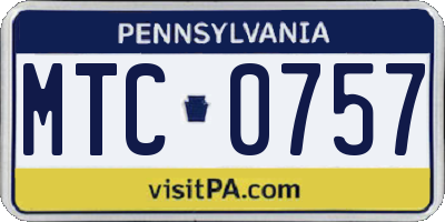 PA license plate MTC0757