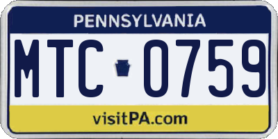 PA license plate MTC0759