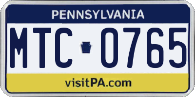 PA license plate MTC0765