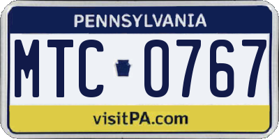PA license plate MTC0767