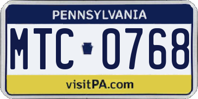PA license plate MTC0768