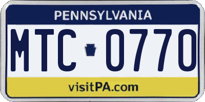 PA license plate MTC0770