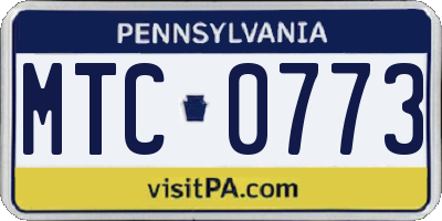 PA license plate MTC0773