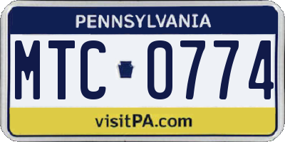 PA license plate MTC0774