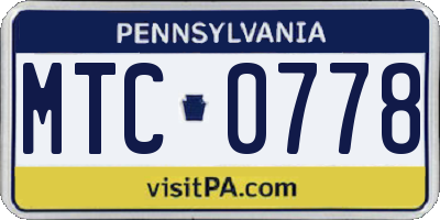 PA license plate MTC0778