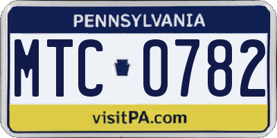 PA license plate MTC0782