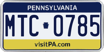 PA license plate MTC0785