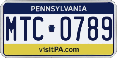 PA license plate MTC0789
