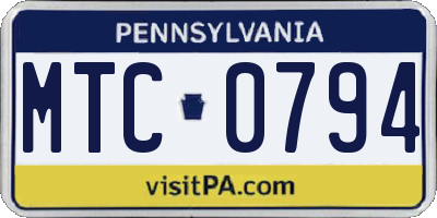 PA license plate MTC0794