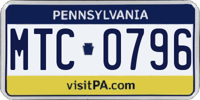 PA license plate MTC0796