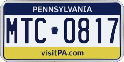 PA license plate MTC0817