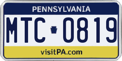 PA license plate MTC0819