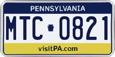 PA license plate MTC0821