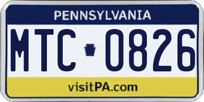 PA license plate MTC0826