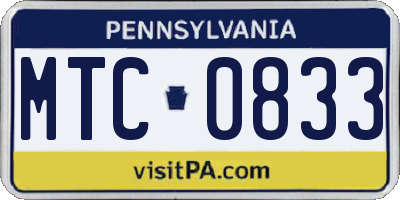 PA license plate MTC0833