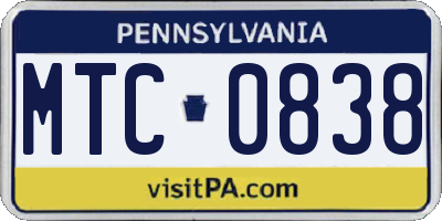 PA license plate MTC0838