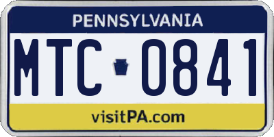 PA license plate MTC0841