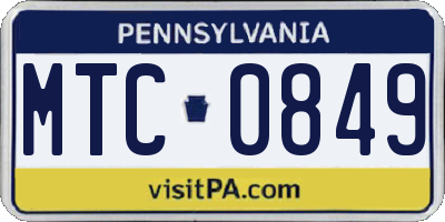PA license plate MTC0849