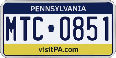 PA license plate MTC0851
