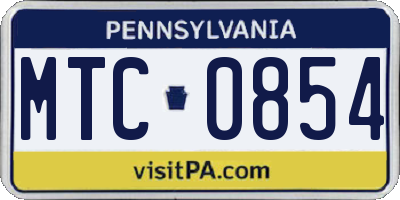 PA license plate MTC0854