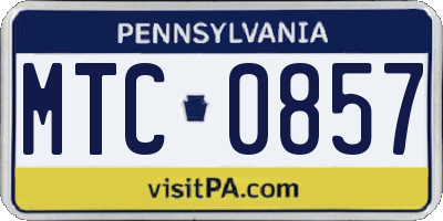 PA license plate MTC0857
