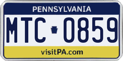 PA license plate MTC0859