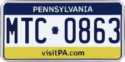 PA license plate MTC0863